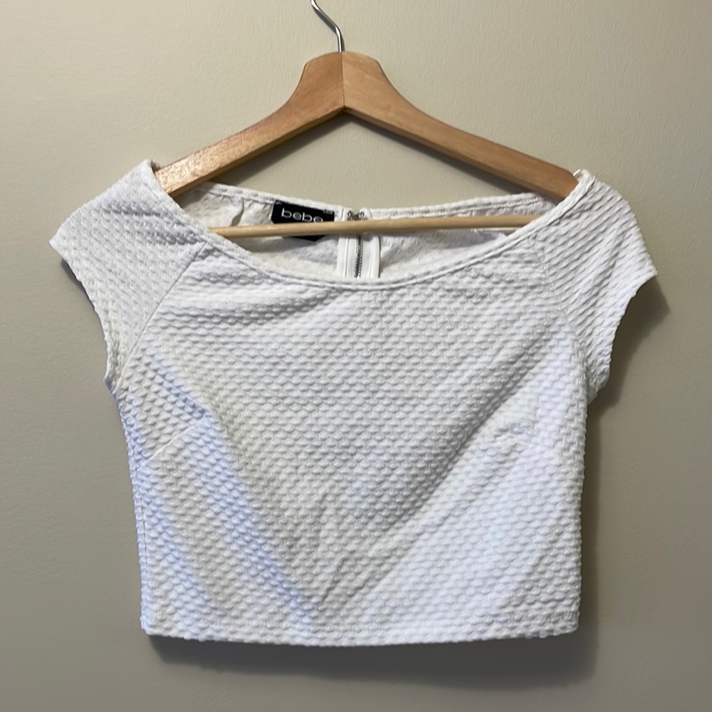 BEBE Textured Crop Top